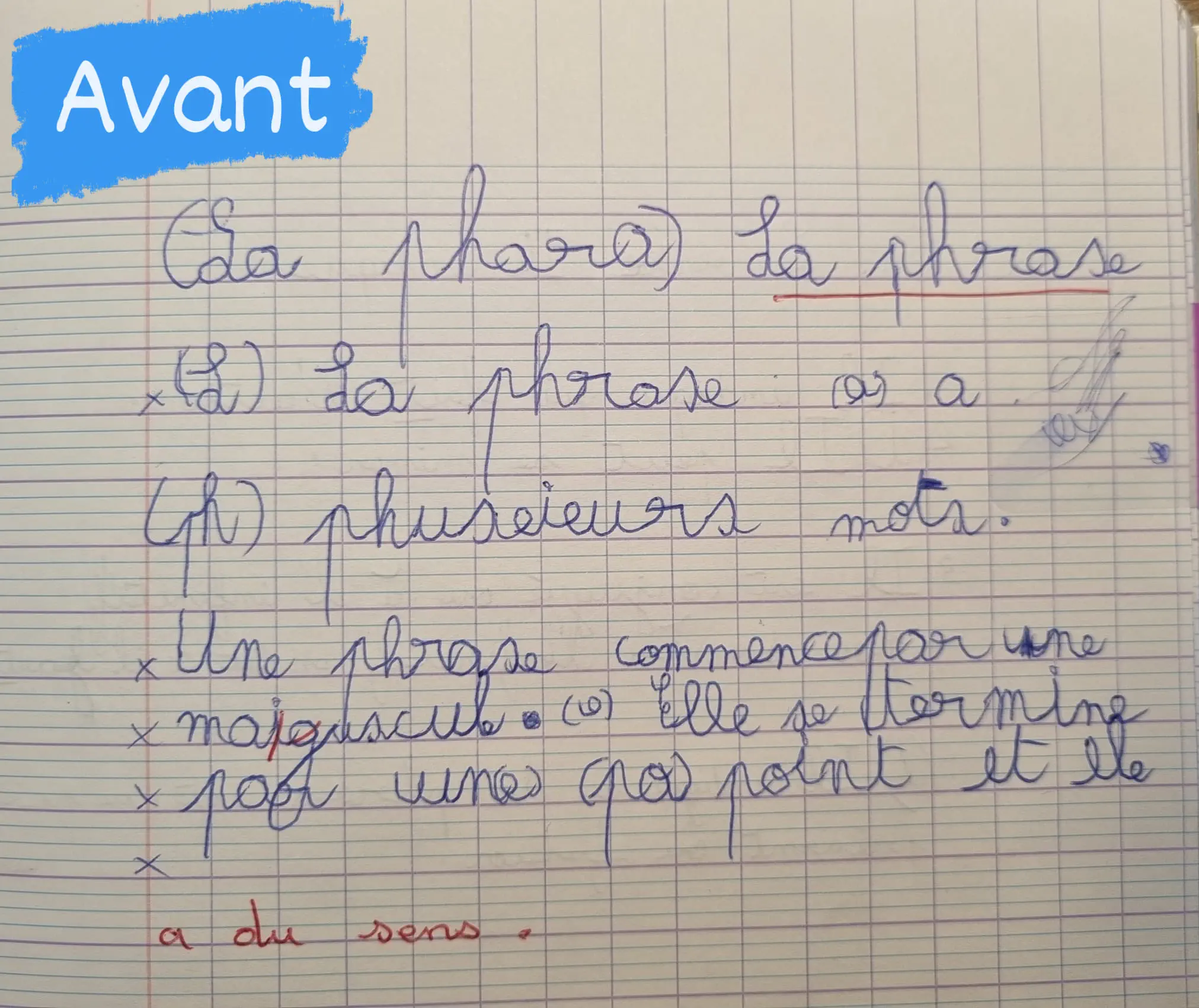 Écriture avant rééducation